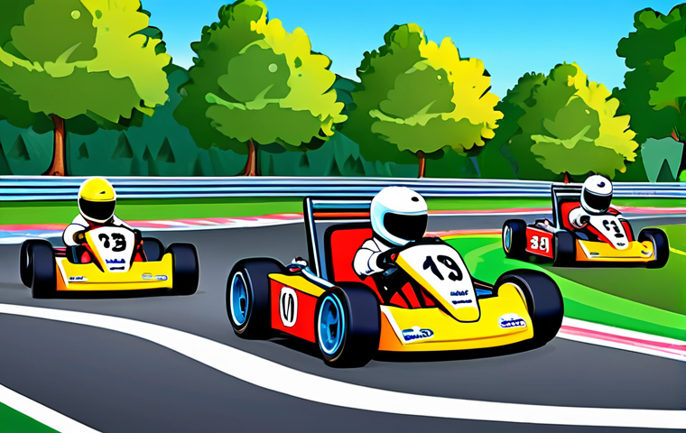 **
"A group of cartoon racers in karts, strategically exchanging items during a race on a colorful track with cartoon trees and whimsical obstacles. Emphasis on teamwork and communication. Fully clothed in racing suits, helmets. Safe for work, appropriate content, family-friendly, perfect anatomy, correct proportions, natural pose, well-formed hands, proper finger count, natural body proportions, professional illustration, high quality."
**