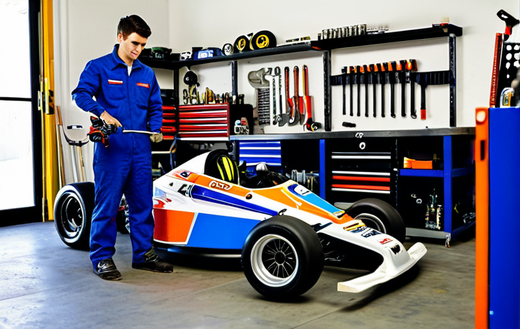 카트라이더 커뮤니티 이벤트 - Kart Setup Sharing**

"A brightly lit garage scene with a focus on a colorful, customized kart. Tool...