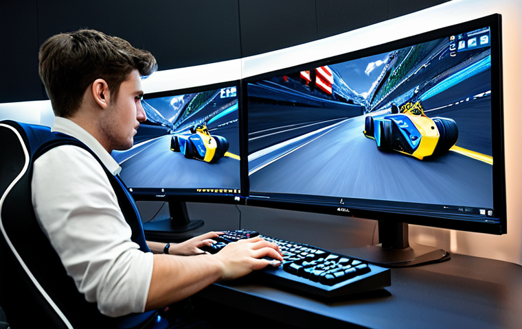 카트라이더 트랙 공략 동영상 추천 - Learning from a Pro**

"A gamer attentively watching a KartRider tutorial on a large monitor, fully ...