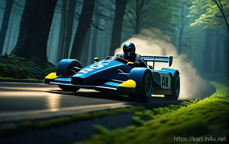 카트라이더 전설 트랙의 비밀 - **Prompt:** A group of classic KartRider characters, such as Dao and Bazzi, in their iconic racing s...