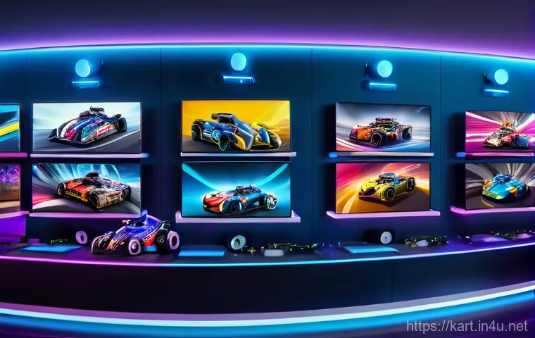 카트라이더 드리프트 챌린지 성공법 - **Prompt:** A diverse group of young adult gamers, dressed in modern, sporty casual wear, are excite...