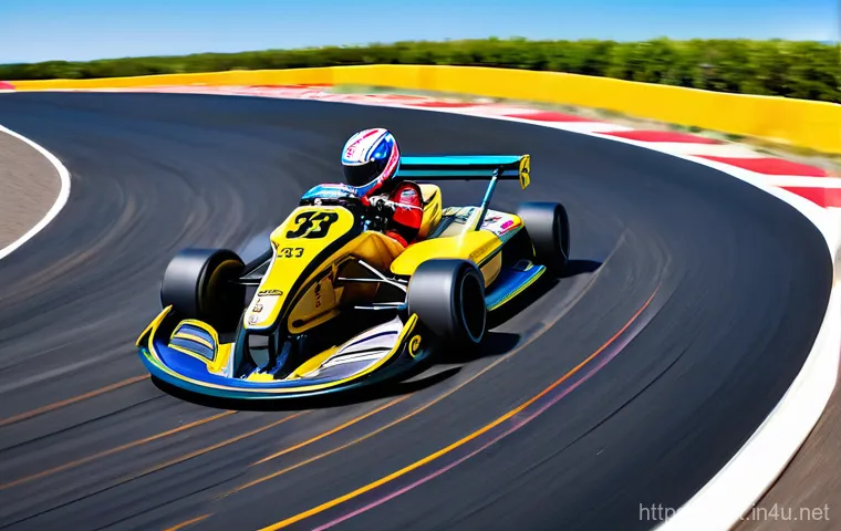 카트라이더 트랙별 공략법과 기본 기술 - A high-octane, dynamic shot of a sleek, futuristic racing kart executing a perfect "cutting drift" t... 카트라이더 트랙별 공략법과 기본 기술 - A high-octane, dynamic shot of a sleek, futuristic racing kart executing a perfect "cutting drift" t...