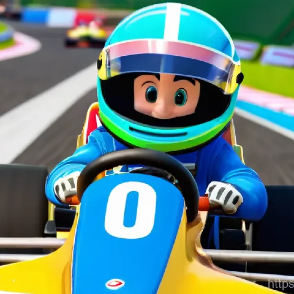 카트라이더 초보 유저와 이벤트 활용 공략 - **Image Prompt: A Beginner's First Victory**
A bright and cheerful cartoon-style racer, with a w...
