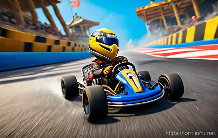 카트라이더 팬아트 대회와 신규 캐릭터 활용 - **An artistic montage depicting a "KartRider" fan art contest.** In the foreground, a young artist i...