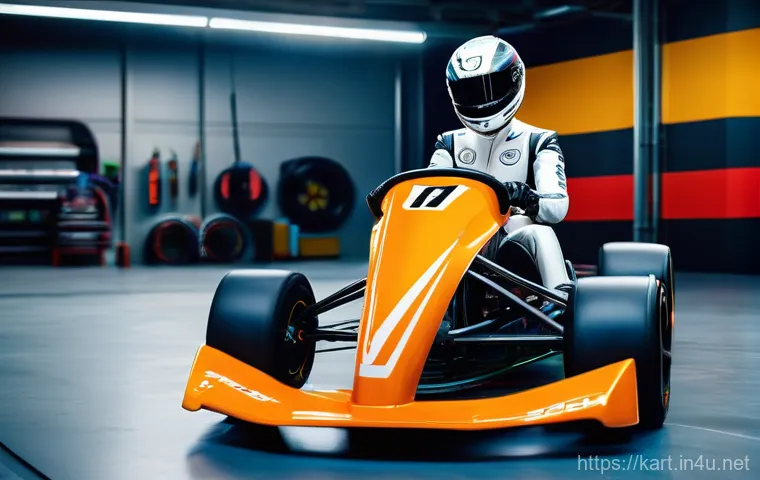 카트라이더 신규 유저의 아이템 활용법 - A dynamic, action-packed scene on a whimsical racing track. Several diverse, cartoonish racing chara...