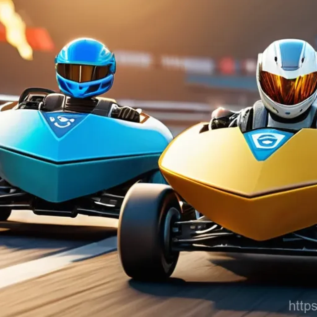 카트라이더 배틀모드 전략 - **Dynamic Duo: Robot Bazzi and Robot Dao Synergy**
A vibrant and action-packed scene from KartRi...