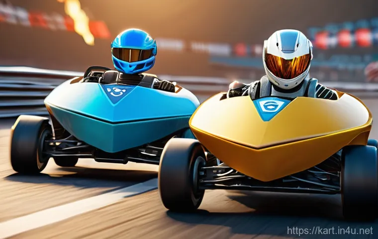 카트라이더 배틀모드 전략 - **Dynamic Duo: Robot Bazzi and Robot Dao Synergy**
A vibrant and action-packed scene from KartRi...