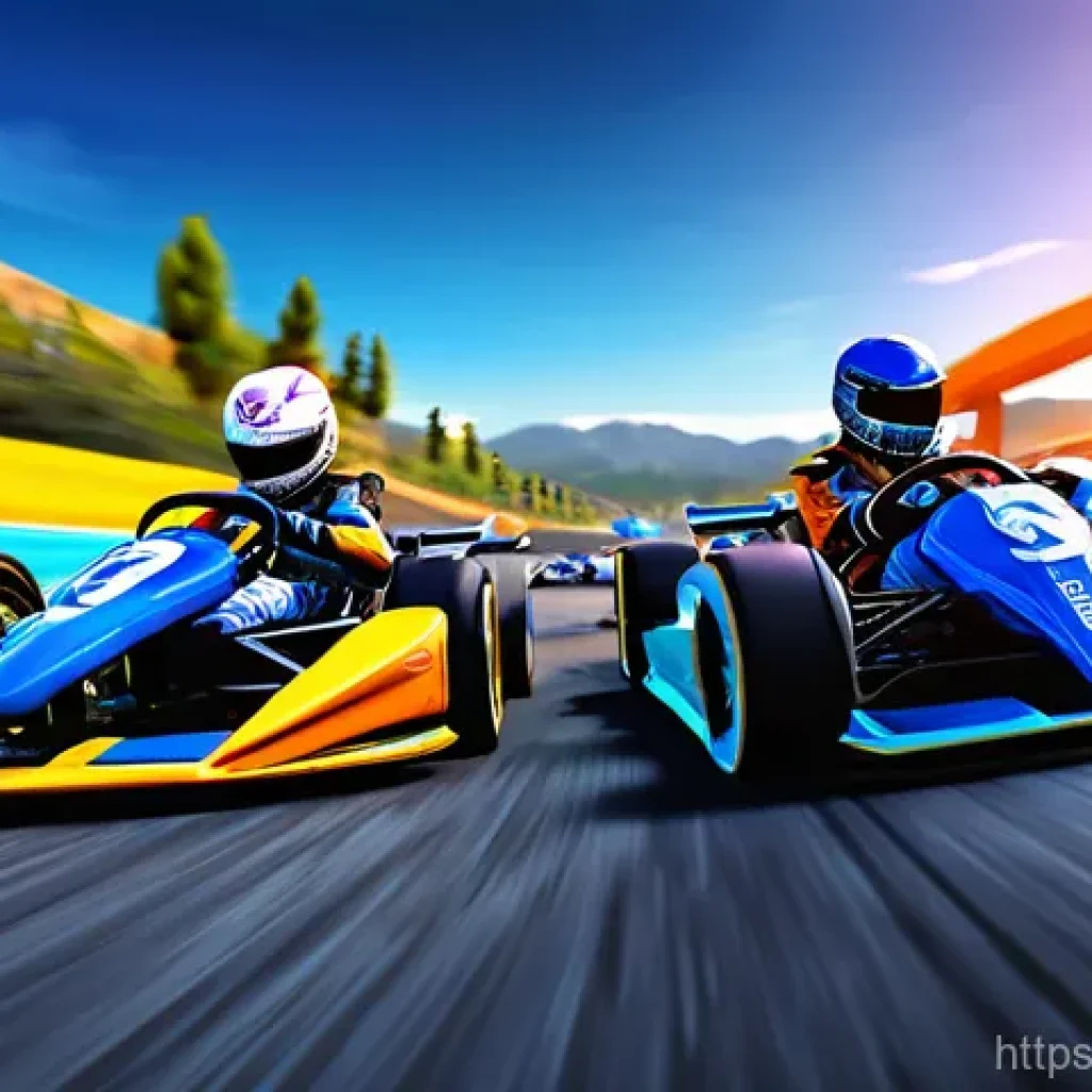 카트라이더 랭크전 시즌제 특징 - **Prompt 1: "A dynamic and intense scene of a high-stakes 'KartRider: Drift' Speed Mode rank match. ...