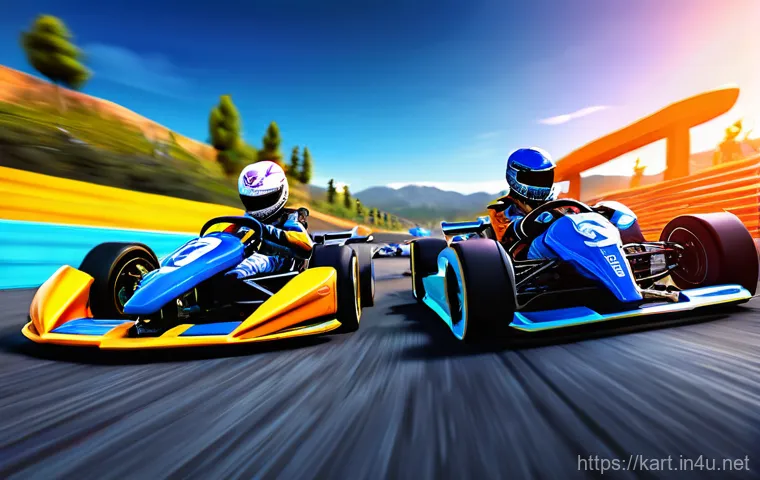 카트라이더 랭크전 시즌제 특징 - **Prompt 1: "A dynamic and intense scene of a high-stakes 'KartRider: Drift' Speed Mode rank match. ...