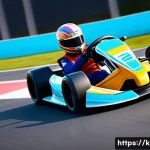 카트라이더 초보 유저 친화적 팁 - A vibrant, futuristic KartRider-style racing kart, sleek and colorful, performs a **short drift** th...